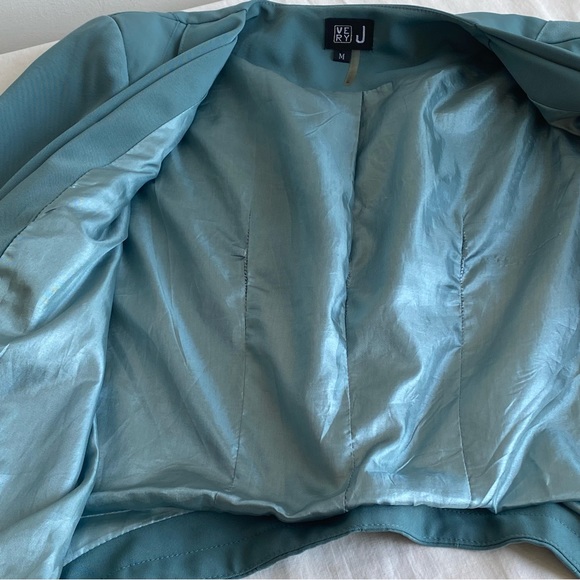 Very J Turquoise Open Waterfall Blazer Jacket - Picture 13 of 14